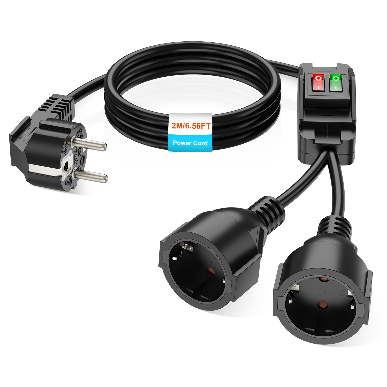 Outdoor Power Extension - EU Plug 40cm/2m Extension Cord Dual