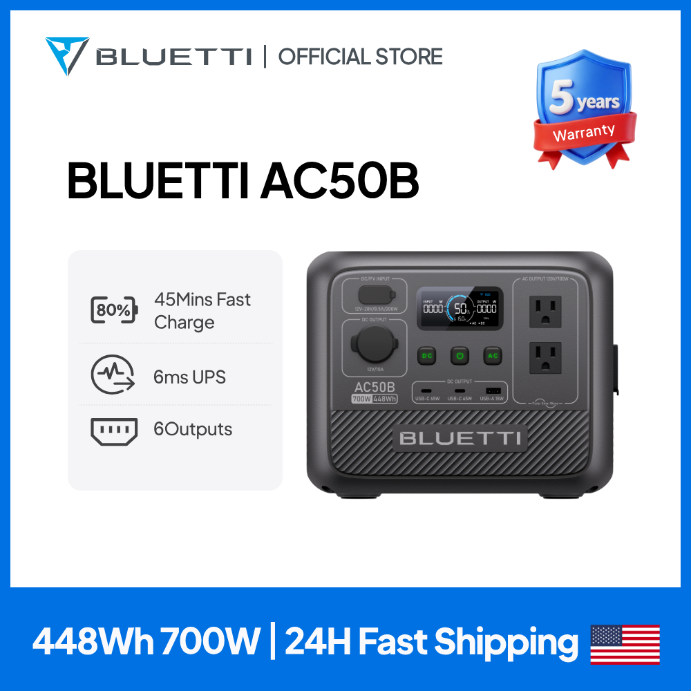 Portable Generator Inverter - BLUETTI AC50B Portable Power Station 700W
