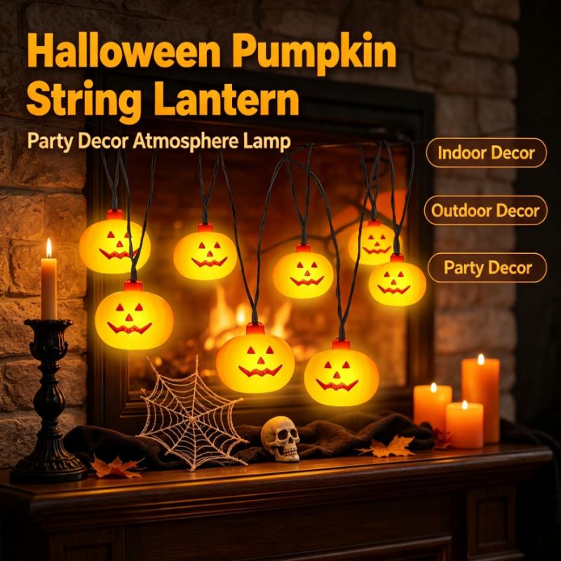 Outdoor Power Jack - Battery Powered Halloween Pumpkin String Lights