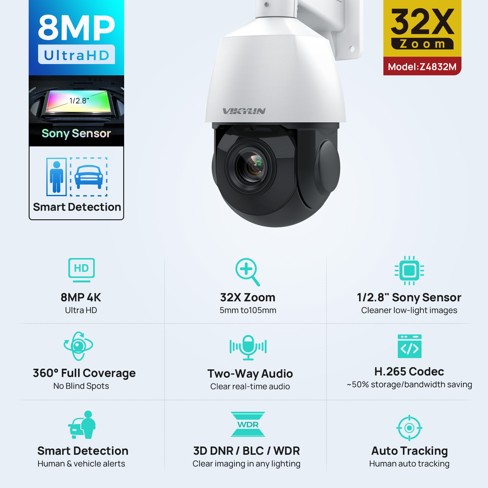 Vikylin 4K 8MP PTZ 32X Zoom 10 - Outdoor Power G Motion review and price