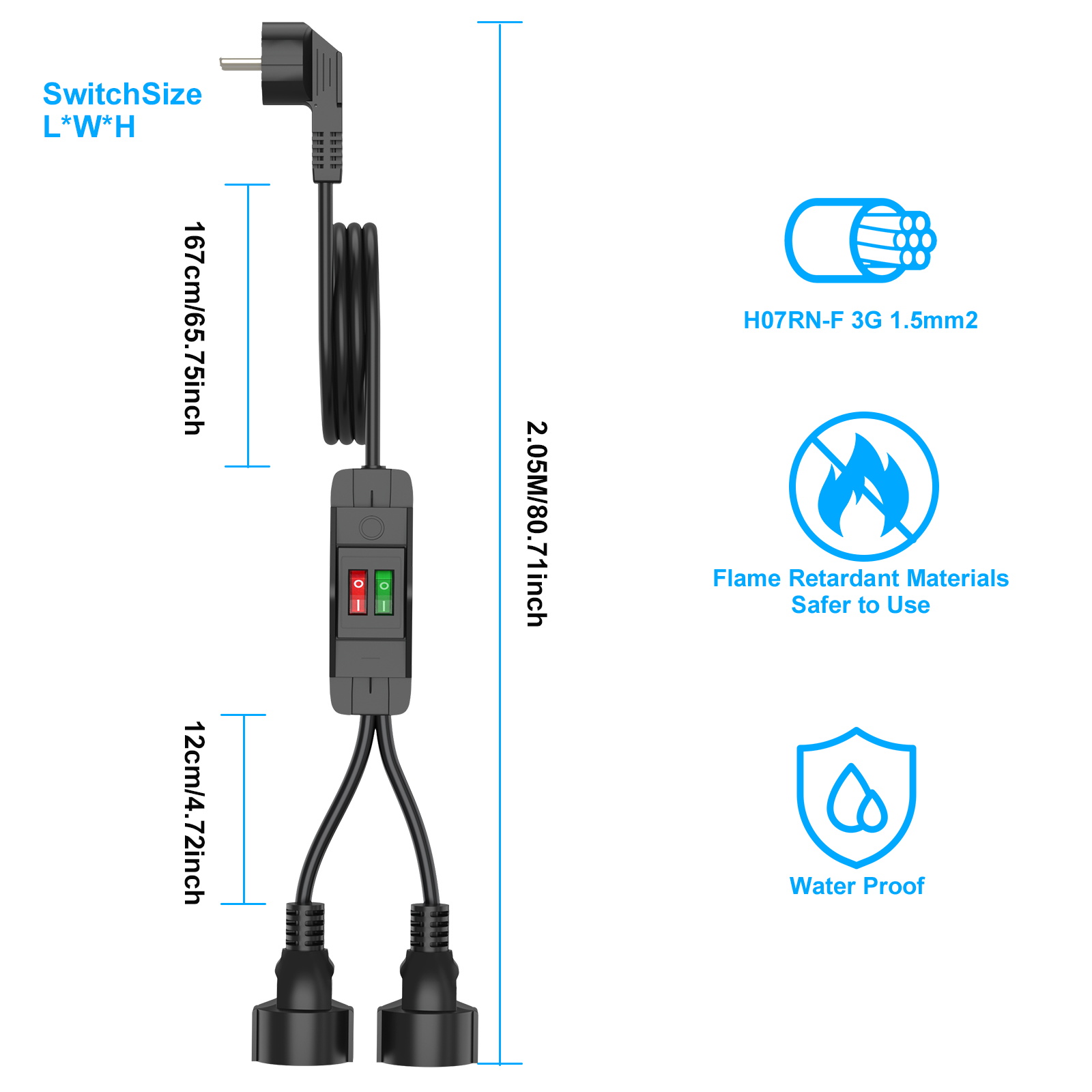 EU Plug 40cm/2m Extension Cord - Outdoor Power Extension review and price